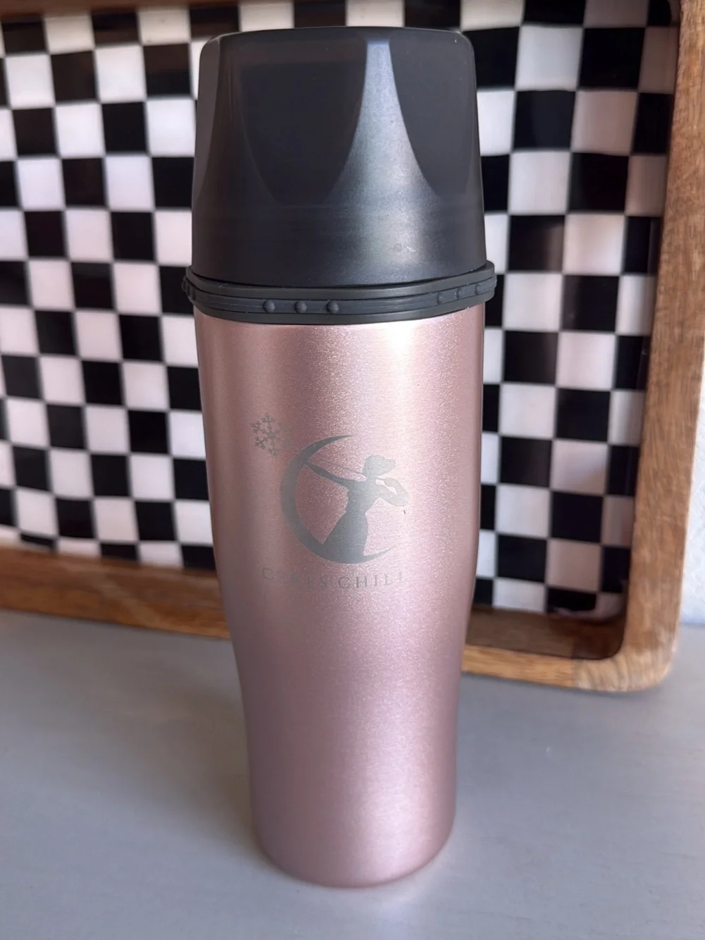Ceres Chill Pink Metallic Travel Tumbler with Gray Lid